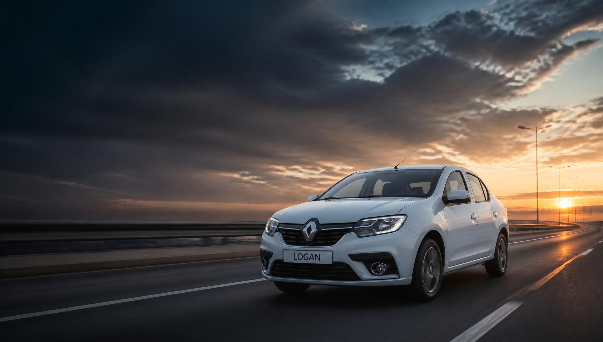 Carro sedã branco em estrada ao entardecer